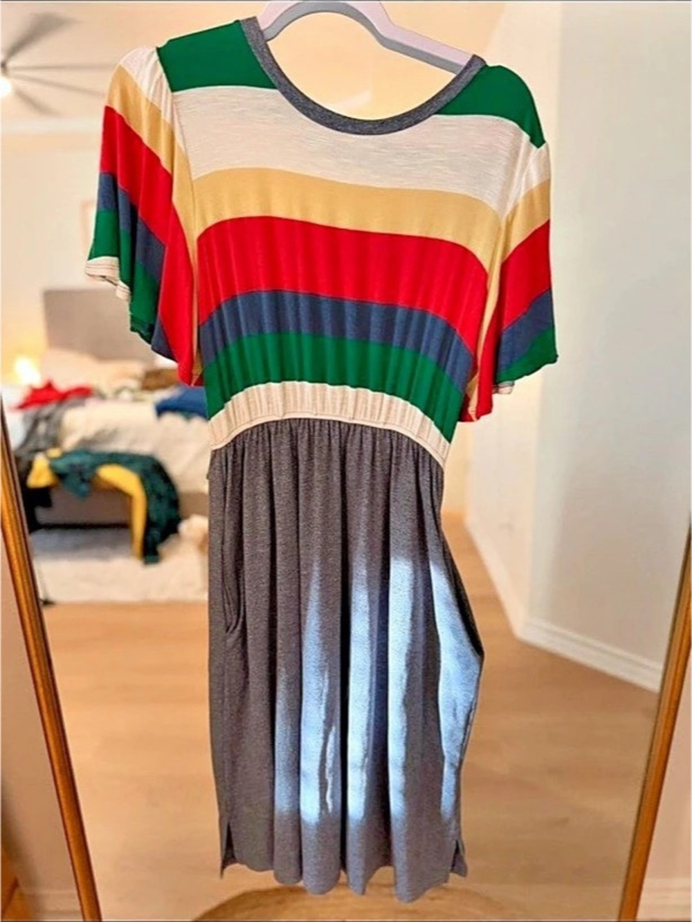 Fashion Nova Color Block Maxi Dress in Green & Multicolor Like New